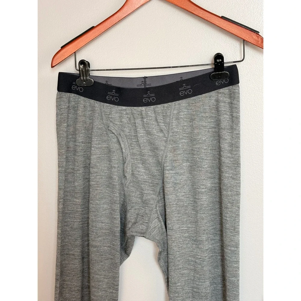 Evo Mens 100% Merino Wool Base Layer Leggings Gray Thermal Pants Size L 30x30